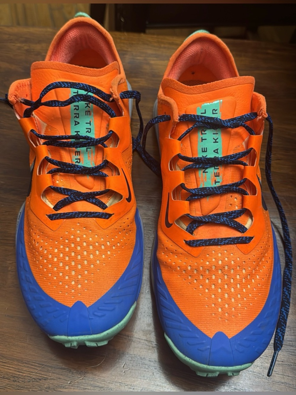 Sz 9 MENS NIKE AIR ZOOM TRAIL ATHLETIC SNEAKERS SHOES ORANGE BLUE MINT COLOR